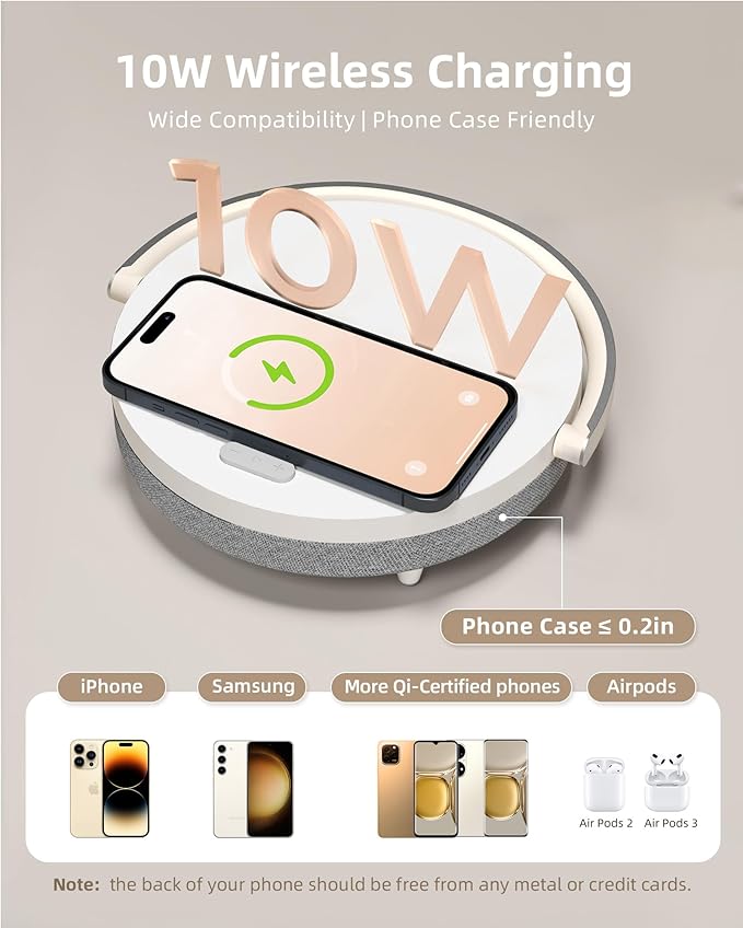 EZVALO Gift for Daughter, Music Table Lamp with Portable Bluetooth Speaker, 4 in 1 Touch Bedside Lamp with Wireless Charger, Phone Holder, Dimmable Night Light Birthday Gifts for Women, Mom