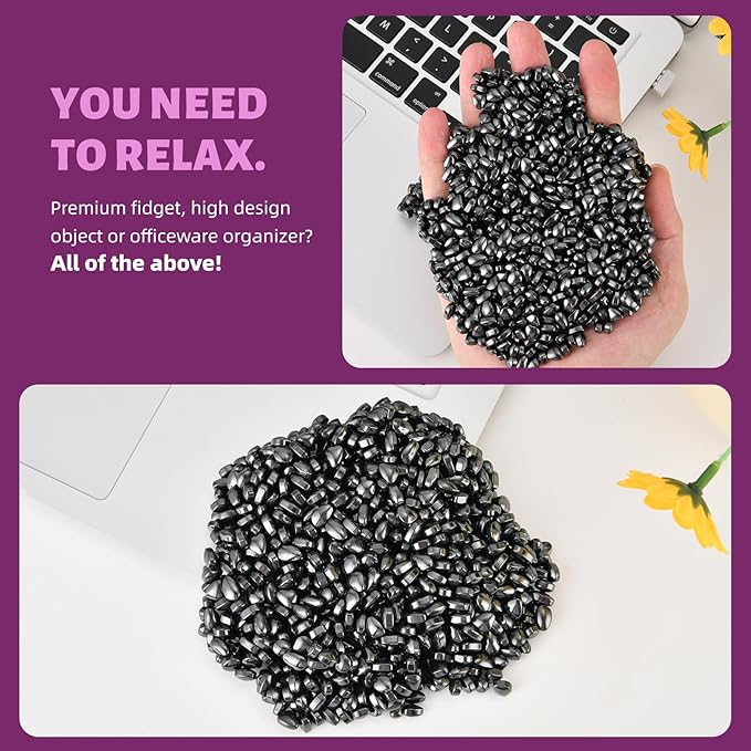 Ferrite Rocks,Black More Than 600 Weak Magnetic Smooth Ferrite Pebbles, Desk Toys and Time-Killer for Adults