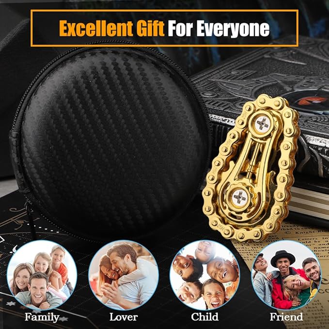 Fidget Chain Gear Toy, Metal Hand Roller Fidget Spinner for Kids Adults, Metal Assemble Sprockets Bike Chain Gears, EDC Novelty Stress Relief Desk Office Birthday Gift for Goodie Bag Fillers