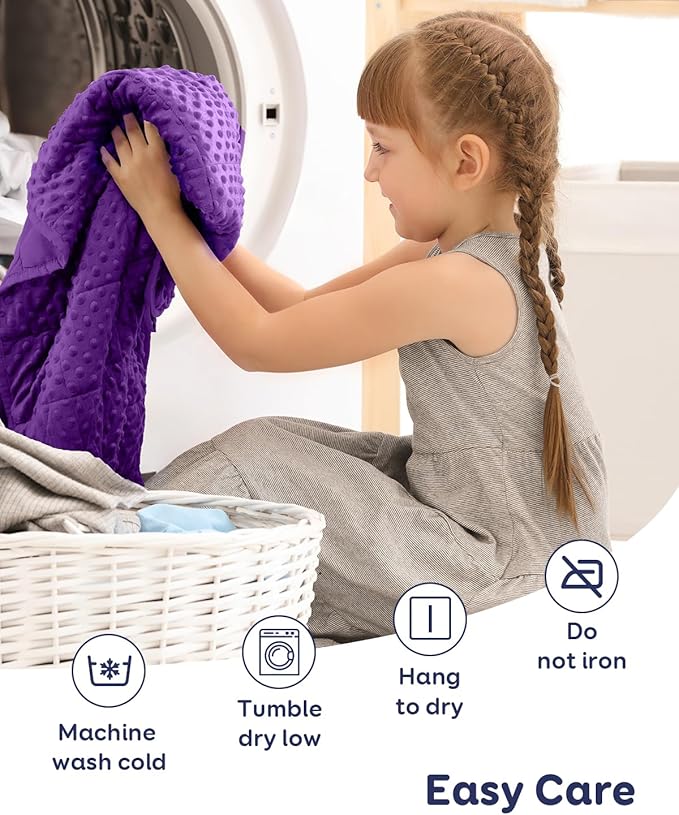 Kivik 3 lbs Weighted Blanket, Cooling Soft Minky Dotted Heavy Blankets Throw for Better Relaxing & Sleeping, Machine Washable, 36 x 48 Inches, Purple