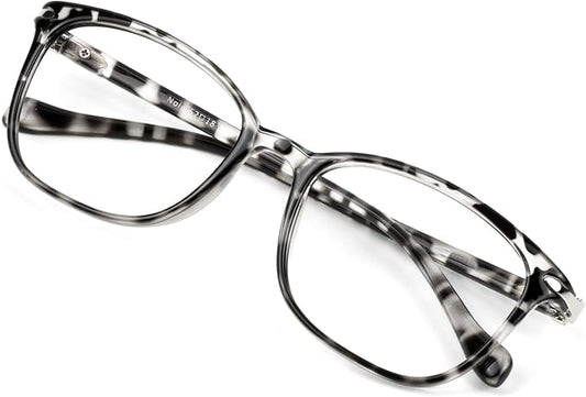 VisionGlobal Blue Light Blocking Glasses for Women/Men, Anti Eyestrain, Computer Reading, TV Glasses, Stylish Square Frame, Anti Glare(Leopard,+2.00 Magnification)