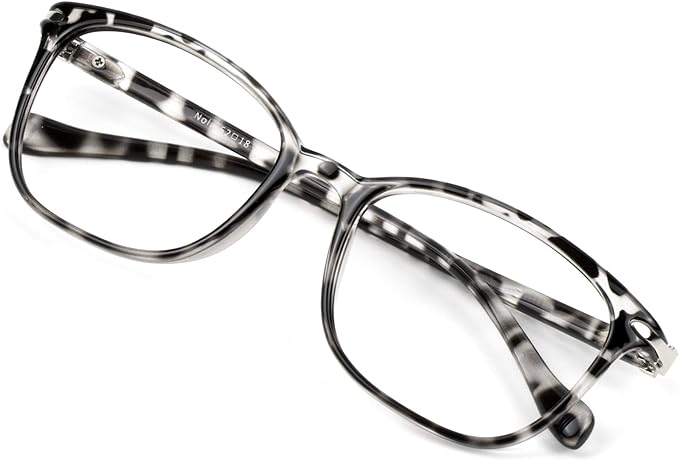 VisionGlobal Blue Light Blocking Glasses for Women/Men, Anti Eyestrain, Computer Reading, TV Glasses, Stylish Square Frame, Anti Glare