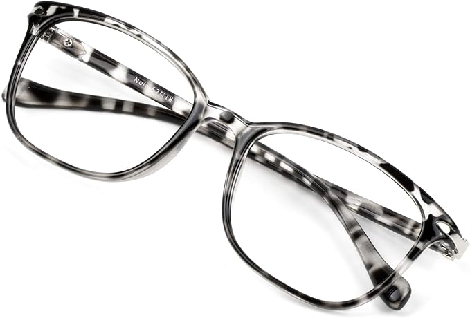 VisionGlobal Blue Light Blocking Glasses for Women/Men, Anti Eyestrain, Computer Reading, TV Glasses, Stylish Square Frame, Anti Glare(Leopard,+5.00 Magnification)