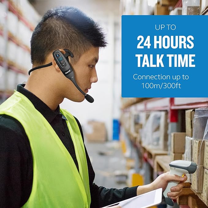 BlueParrott C400-XT Mono Bluetooth Wireless Headphones 96% Noise Canceling Trucker Headset with Mic, Convertible Over Head to Behind Neck Style with 300 ft. Wireless Range, 24 hrs. Talk Time, Black