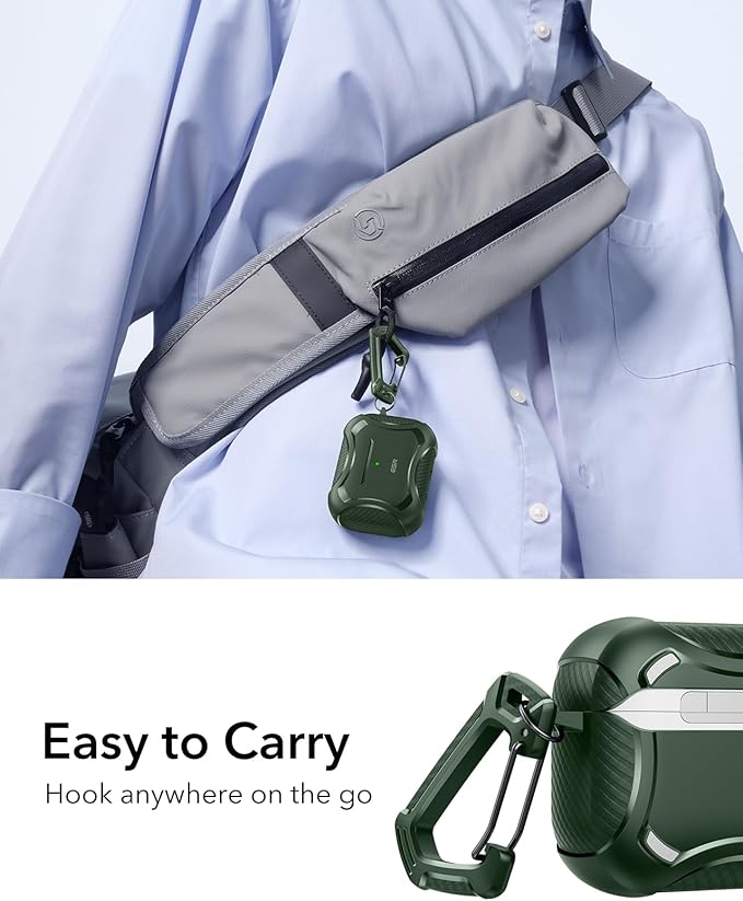 ESR for AirPods Pro 3 Case (2025), Compatible with Airpods Pro 3rd Generation Case (USB-C Cable), Magnetic Lid, MagSafe Ready, Powerful Drop Protection, Cyber Series, Green