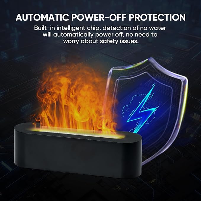 Essential Oil Diffuser, Fireplace Fire Flame Aromatherapy Diffuser, 150ml Ultrasonic Cool Mist Humidifier, Scent Aroma Diffuser with 7 Colors Light, Timer & Auto-Off for Home, Room (Black)