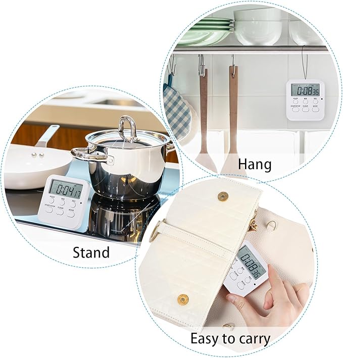 Weewooday 12 Pcs Digital Kitchen Timer - Count Up/Down Large Digits Egg Timer with Loud Alarm for Teacher, Kids, Cooking, Baking, Sports, Office (Cute Style)