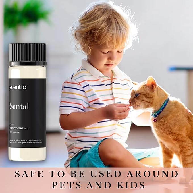 Santal Diffuser Oil – Premium 20ml Santal-Inspired Blend – Sandalwood, Amber, Musk, Cedar, Cardamom – Luxury Fragrance Oil for Ultrasonic & Waterless Diffusers – Made in USA