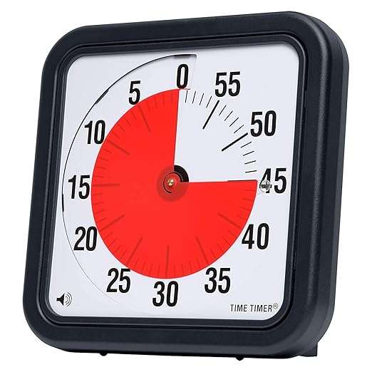 TIME TIMER Original 12 inch 60 Minute Visual Timer - For Kids, Classroom Learning, Elementary Teachers Desk Clock, Homeschool Study Tool and Office Meetings with Silent Operation (Black)