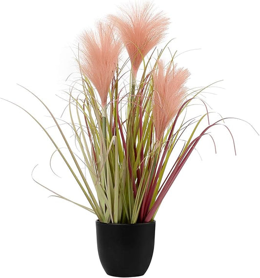 Briful Small Fake Plants 17" Faux Pink Pampas Grass Plants Decor Artificial Potted Plants for Home Office Desk Room Bathroom House Garden Indoor or Outdoor Decoration