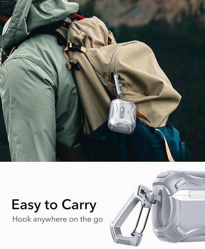 ESR for AirPods Pro 2 Case (2023/2022/2019, 2nd/1st Gen), Compatible with AirPods Pro 2nd Generation (USB-C/Lightning Cable), Effortless MagSafe, Drop-Proof Lock, Easy Open, Cyber Series,Silver Grey