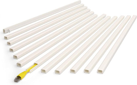 ZhiYo 204in Cord Covers for Wires on Wall, One Small Cord Hider Wall, Self-Adhesive TV Cable Hider, Paintable Wire Covers for Cords, Beige Cable Management Raceway Kit, 6X L14.2in W0.5in H0.3in