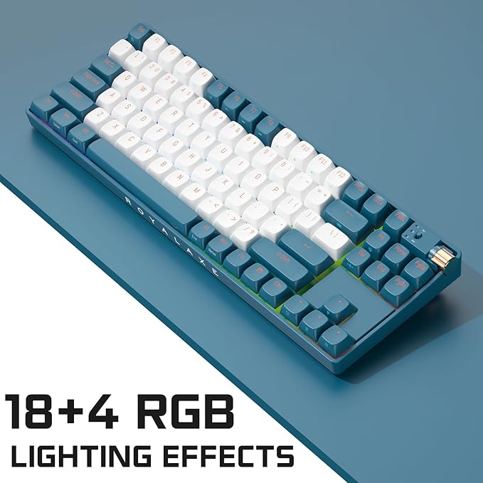 R87 Wireless Mechanical Keyboard, Hot Swappable Wired/2.4G Wireless/Bluetooth Keyboard with RGB Light for Windows & Mac, PBT Keycaps, G Pro Yellow Switch, Whale Blue