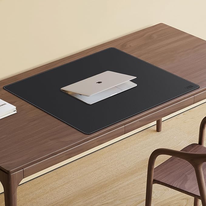 Vyaaa PU Leather Desk Mat, 32"×24" Office Desk pad, Large Mouse Pad, Desktop Protector for Desk, Multifunctional Keyboard Mouse Pad for Home or Office (Black)