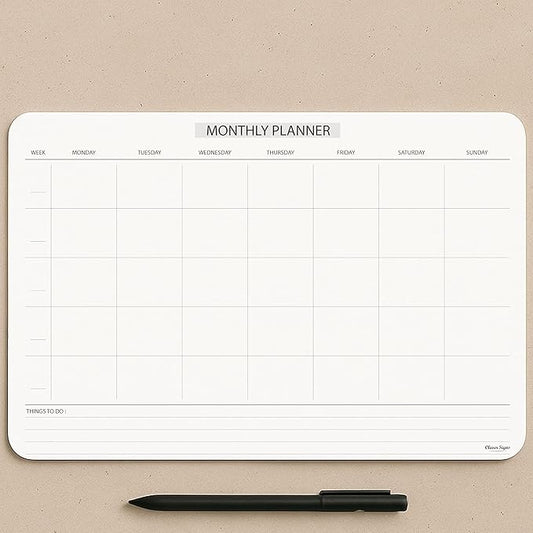 Undated Monthly Planner Notepad,Desk Calendar for Organizing&Scheduling Tasks-Productivity Tracker,Goals,Notes&To-Do Lists–A4 Size (8,3"X11,7")Premium Thick Paper with Cardboard Back Support 50 Sheets for Professionals.
