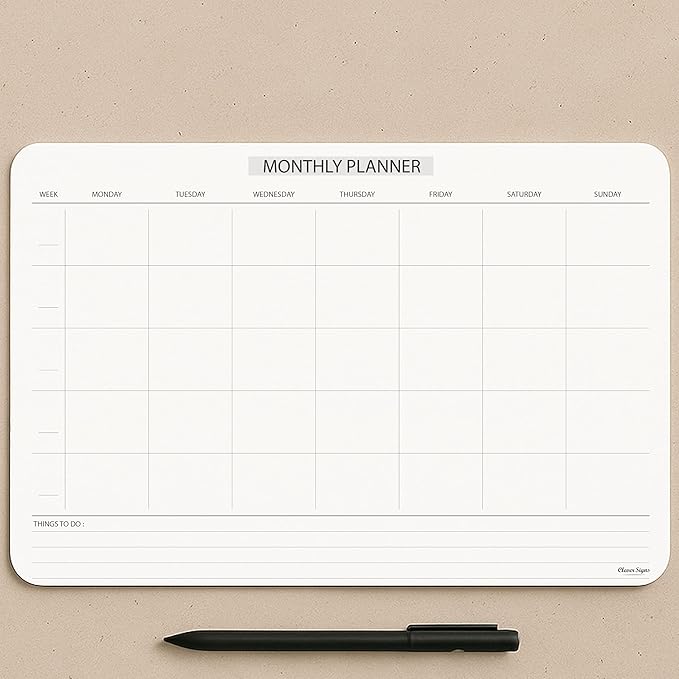 Undated Monthly Planner Notepad,Desk Calendar for Organizing&Scheduling Tasks-Productivity Tracker,Goals,Notes&To-Do Lists–A4 Size (8,3"X11,7")Premium Thick Paper with Cardboard Back Support 50 Sheets for Professionals.