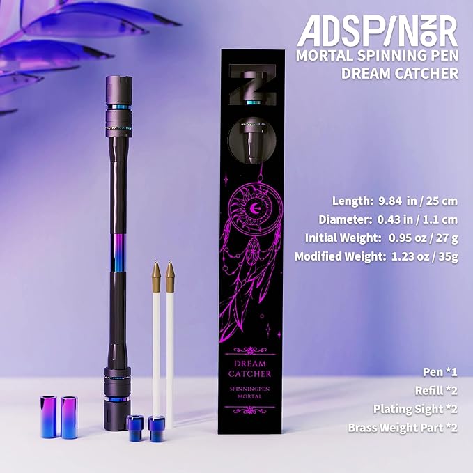 Spinning Pen by Mr.NOPE - Mortal Series Limited Color Version (Black) Professional Fidget for Tricks, Long, Weighted, Writable, Stress Relief With Balanced Metal Tips