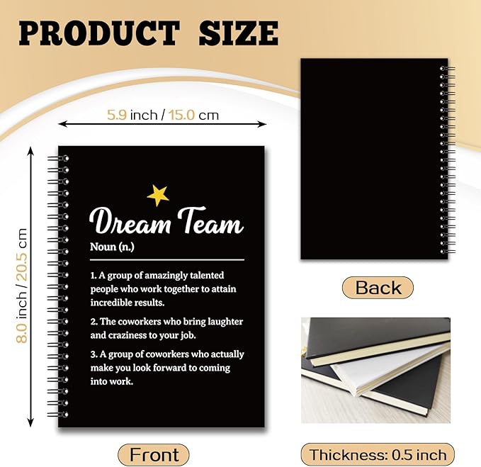 YAZMEEN Dream Team Blank Spiral Notebook（160 Pages） Dream Team Definition Hardcover Sketchbook Employee Appreciation Gift Team Member Gift Funny Notebook Birthday Gift for Coworker Friend Office Work