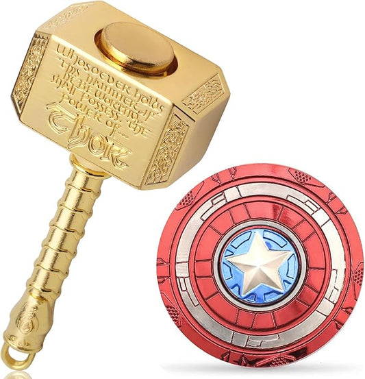 Fidget Chain Hammer Spinners Metal with Star Fidget Finger Spinner Toy, Anxiety Toy Focus Copper Brass Fidget Toys Fingertip Gyro Stress Relief Gifts for Kids Adults(Golden)