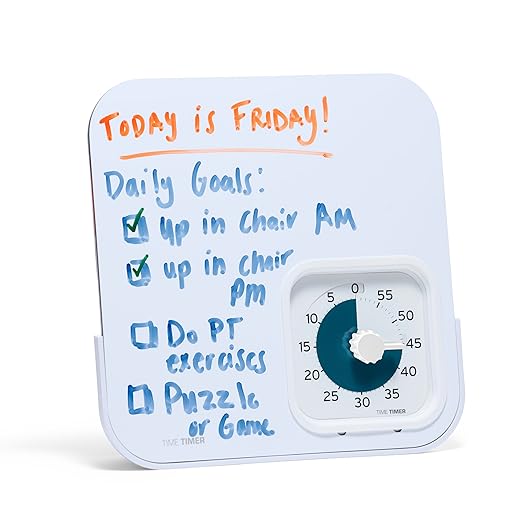 PRO Applied® Personal 60-Minute Visual Countdown Timer with Magnetic Dry Erase Board – Professional Grade Timer for Therapy, Rehab, & Memory Care – Calming Blue Disk, Large Numbers, Adjustable Alert