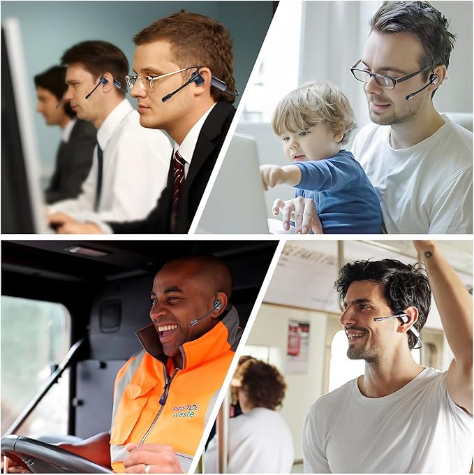 Pilot P200b Pro Wireless Headset with Mic for Work, 50dB Noise Cancelling Headphones with AI ENC, Bluetooth 5.3 USB-C Dongle - Wireless Computer Headset for Meetings and Calls