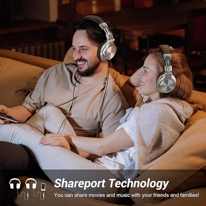 OneOdio A70 Bluetooth Over Ear Headphones, Wireless Headphones w/ 72H Playtime, Hi-Res, 3.5mm/6.35mm Wired Audio Jack for Studio Monitor & Mixing DJ E-Guitar AMP, Computer Laptop PC Tablet - Silver