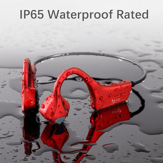 Headset Open Ear Headphones - IPX5 Waterproof Bluetooth Bone Conduction Headphone Wireless Earphones, Type-C Charging, Long Battery Life, 25g Lightweight Red