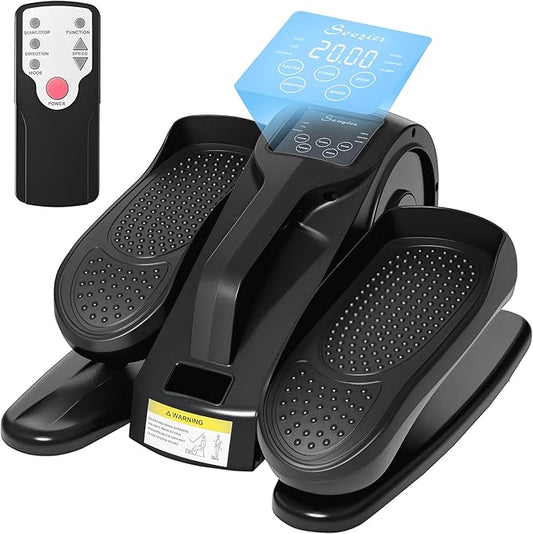 Soozier Under Desk Elliptical Exercise Machine, Powered Ellipse Leg Exerciser, Mini Rehabilitation Bike with Adjustable Speed, Remote & LCD Display for Home & Office