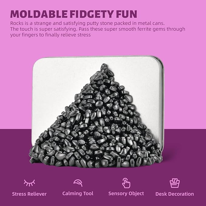 Ferrite Rocks,Black More Than 600 Weak Magnetic Smooth Ferrite Pebbles, Desk Toys and Time-Killer for Adults