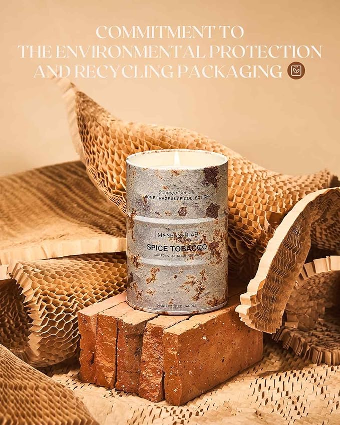 M&SENSE Spice Tobacco Scented Candles Natural Non Toxic, Aromatherapy Candle for Stress Relief Meditation Relaxing, Housewarming Gifts for Women Men, 11.3oz 70 Hour Long Burning