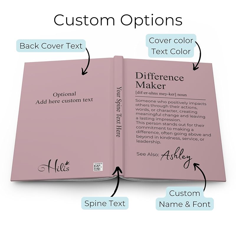 Hilis Personalized Difference Maker Journal, Coworker Gifts for Women or Men, A5 Lined Notebook, Thank You Gift for Social Worker Boss Mentor Teacher Appreciation Retirement D77