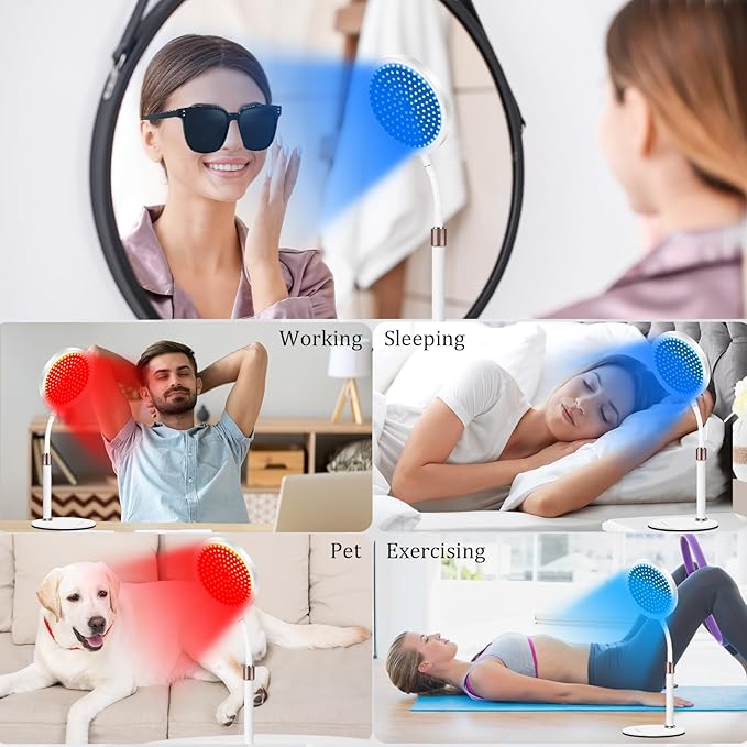 Red Light Therapy for face and Body, 100LEDs Red and Blue Light Device, 415nm & 660nm &850nm Infrared Light Therapy for Home/Office, Height Adjustable & Angle Adjustable & Timer