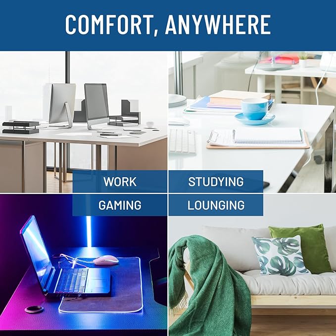 Everlasting Comfort Adjustable Cloud Foot Rest for Under Desk at Work with Pressure Point Nodes - Ergonomic Memory Foam Office Foot Stool & Desk Footrest for Gaming & Home Office