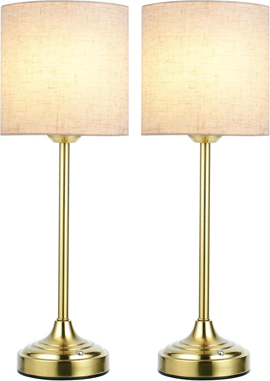 Rechargeable Table Lamp, 2-Pack, 8000mAh, Dimmable, 2700K, Touch Control, Portable, LED, Wireless, Cordless, Battery Operated, Desk Lamp, Kitchen Lamp, Fabric Shade, for Dining Room, Living Room