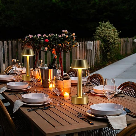 Egobasic Cordless Small Table Lamp, Gold Battery Operated Lamp for Restaurant Dinner Table, Rechargeable Dimmable Night Light Touch Portable Lamp for Bedside Dining Room Patio Bar Outdoor Décor