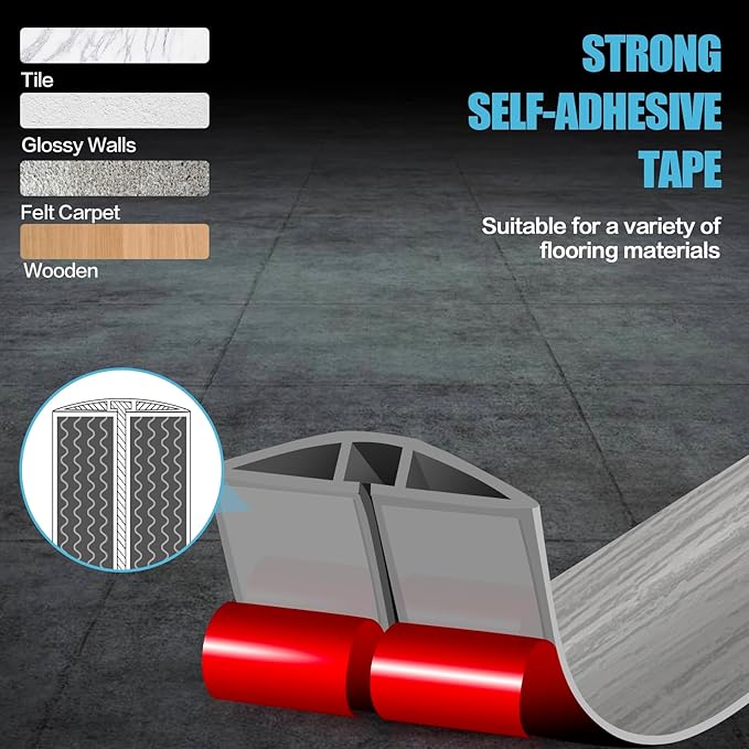 Floor Cord Cover Self Adhesive Cord Hider,3.3FT Cable Management, Extension Strip Protector for Wires, Prevent Cable Trips for Offices, Gyms, Exhibitions Cavity:0.3"(W) x 0.28"(H) Gray Wood