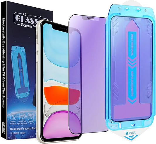 2-Pack Anti Blue Light Matte Screen Protector for iPhone X/iPhone XS/iPhone 11 Pro, 9H Tempered Glass, Full Coverage, Anti-Fingerprint, Auto Dust-Elimination, No Bubble, Easy Installation