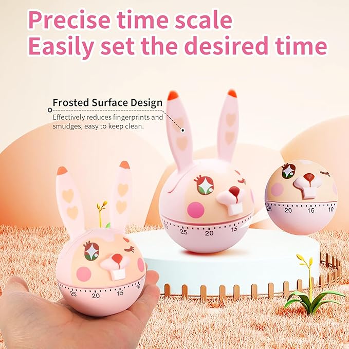 Mechanical Kitchen Timer, Cute Wind Up 60-Minute Manual Countdown for Kids, Classroom, Home, Study and Cooking