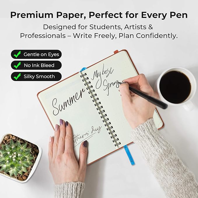 Planner 2025-2026 Daily Weekly and Monthly,6.5"x3.75",18 Months Spiral Bound Calendar Agenda with Self-adhesive Pen Holder,2026 Academic Plan with Vegan Leather Soft Cover,Orange