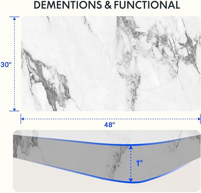 FLEXISPOT EN2 Whole-Piece Standing Desk with Clamp Power Strip, 48 x 30 Electric Stand Up Height Adjustable Desk with Cable Management (Black Frame + 48" Marble Gray, 2 Packages)