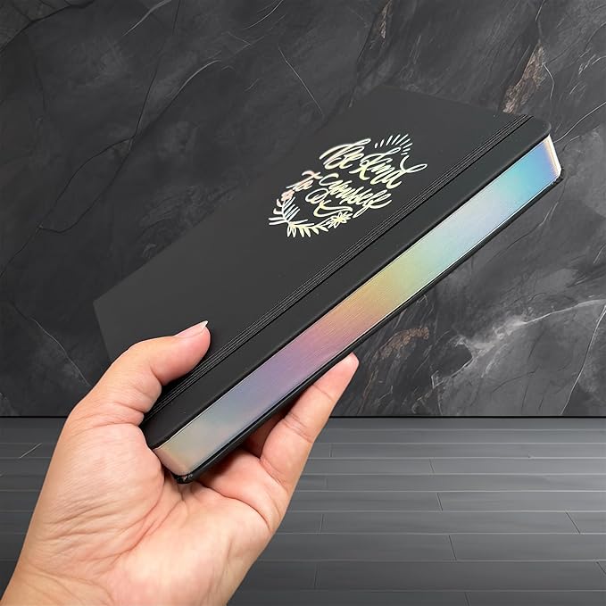 Dotted Notebook Journal 180GSM Bamboo Thick White Paper 160 Pages 5 * 5MM Dot Grid, Lay Flat Binding,Colored Silver Edges, Bookmarks and Expandable Back Pocket (BKP-8)