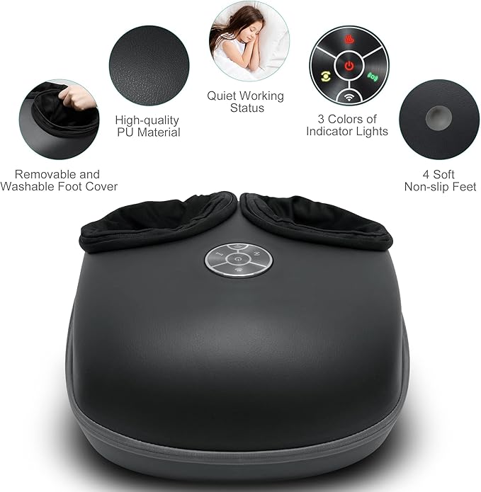 Medcursor Foot Massager with Heat, Shiatsu Deep Kneading Machine, Multi Air Compression Intensity, Smart APP Mobile Remote Control and Foot Massage Relax for Home and Office Use, Gifts for Women Mom