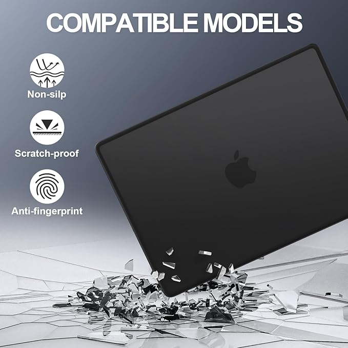 AKIT Compatible with MacBook Pro 16 inch Case 2025 2024-2021 M4 M3 M2 M1 Pro Max A3403 A3186 A2991 A2780 A2485, [Anti-Cracking] Hard Shell Laptop Case&Keyboard Cover&Screen Protector, Black