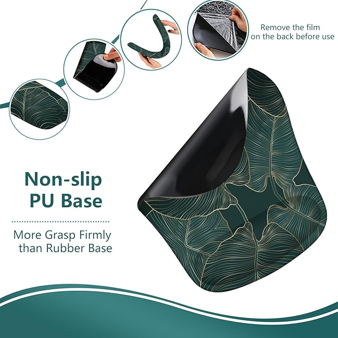 HAOCOO Ergonomic Mouse Pad with Wrist Rest, Wrist Rest for Computer Keyboard, Non-Slip Base Mouse and Keyboard pad for Office, Easy Typing & Pain Relief,Green Leaves