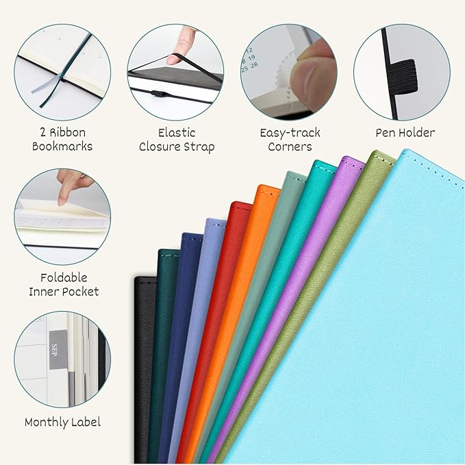 BEZEND Pocket Planner 2025-2026 Weekly and Monthly, 3.5" x 6" Academic Planner (Jul 25-Dec 26) 18-Month Mid-Year Calendar Book, Storage Pocket, Pen Holder, PU Leather Hardcover - Red