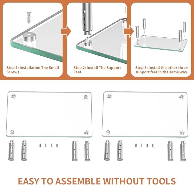 Hemudu 2 Pack Monitor Stand - 3 Adjustable Height Riser, Computer Stand, Desktop Organizer for PC, Laptop - Clear
