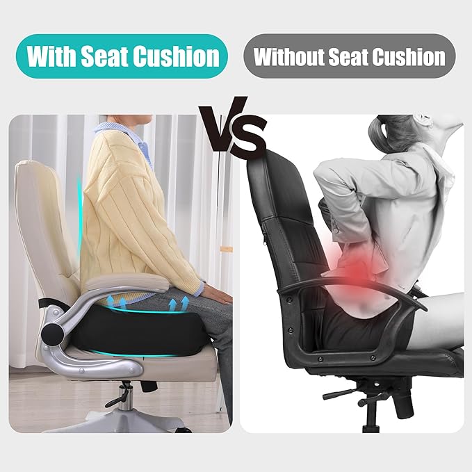 MABOZOO Extra Thick Seat Cushion, PU Leather Office Chair Cushion for Office Chair Car Seat, Memory Foam Booster Seat Sciatica & Back Pain Relief for Long Sitting (18"*16"*6")