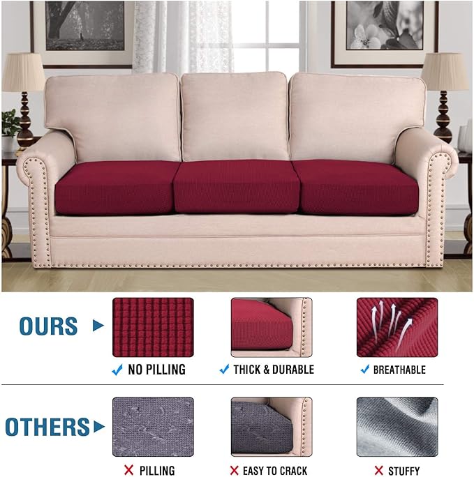 H.VERSAILTEX Super Stretch Stylish Cushions Covers/Furniture Cover Spandex Jacquard Small Checked Pattern Super Soft Slipcover Washable Individual