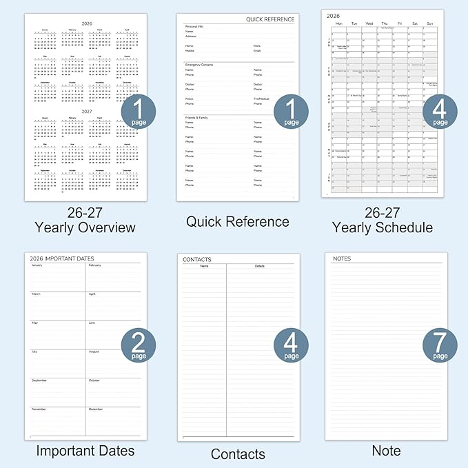GNL Monthly Planner 2026-2027, 2 Year(27 Months) Calendar Planner, Oct. 2025 - Dec 2027, 7" x 10" Monthly Spreads & Yearly Planner, Perfect for School Office Home Planning, Blue