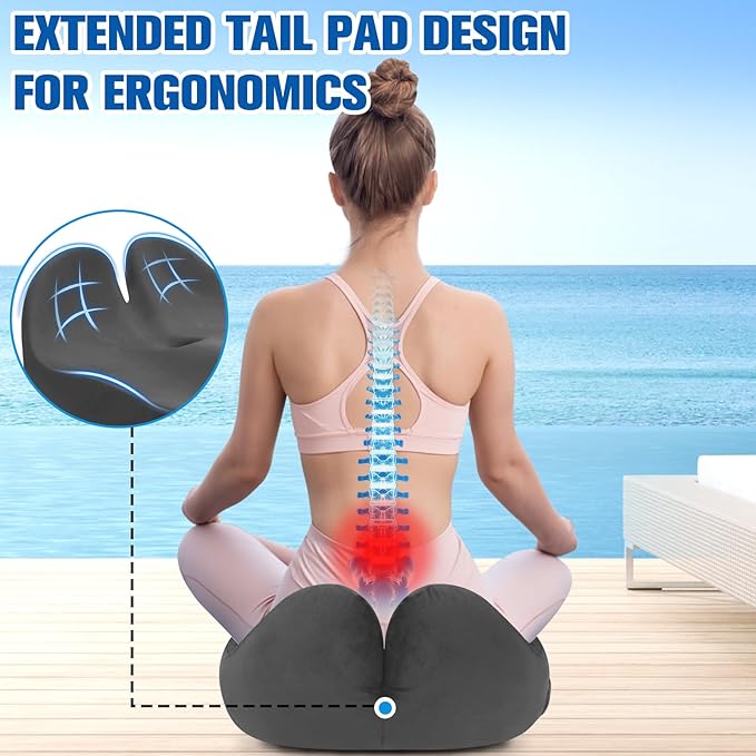 Seat Cushion, Chair Cushions for Office Chairs/Desk Seats/Wheelchair - Hip&Sciatica&Tailbone Pain Relief Memory Foam Office Chair Cushion for Long Sitting Office Workers, Grey